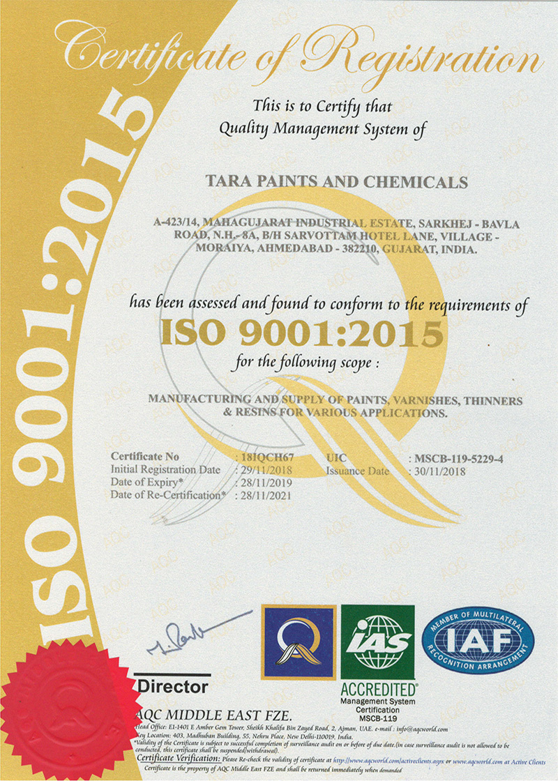 Tara Paints and chemicals Credentials